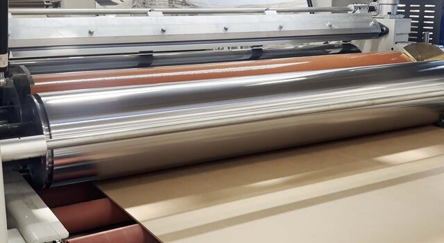 PUR lamination production sample on large-format finishing equipment
